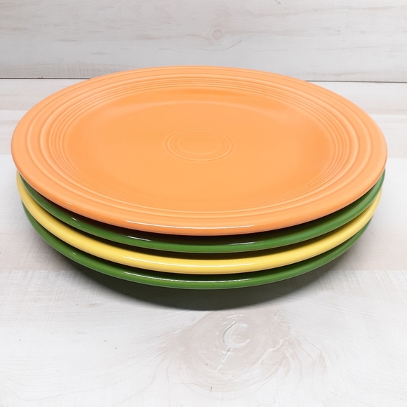 4 Fiesta Fiestaware Multi Color 10.5” Inch Dinner Plates Homer Laughlin. - Picture 2 of 12